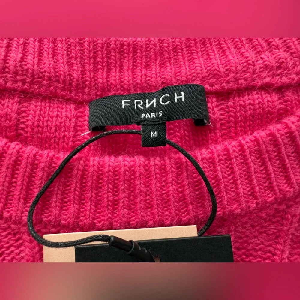 NWT-FRNCH Paris Ribbed Short Sleeve Sweater Top in Pink - Picture 2 of 11